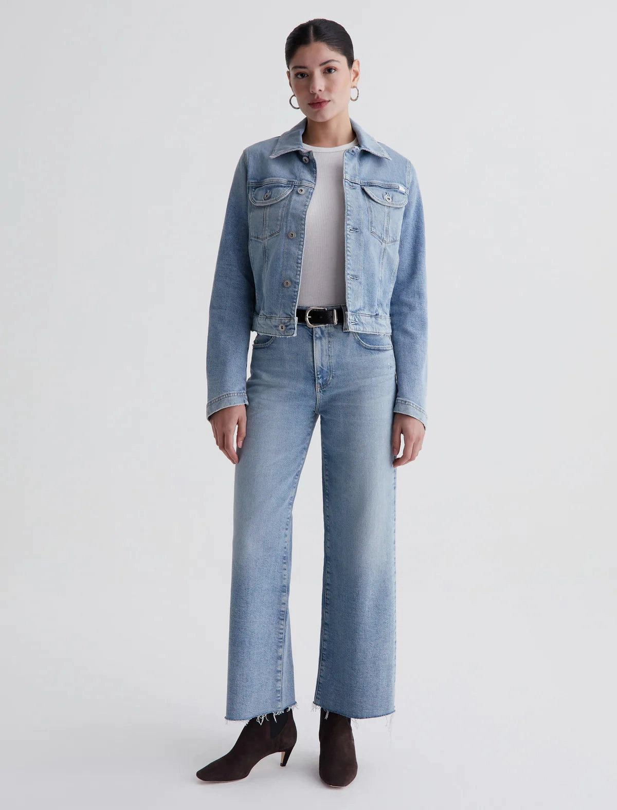 Artist Vibe Comfy AG Saige Wide Leg Crop Jeans -Eclipsed