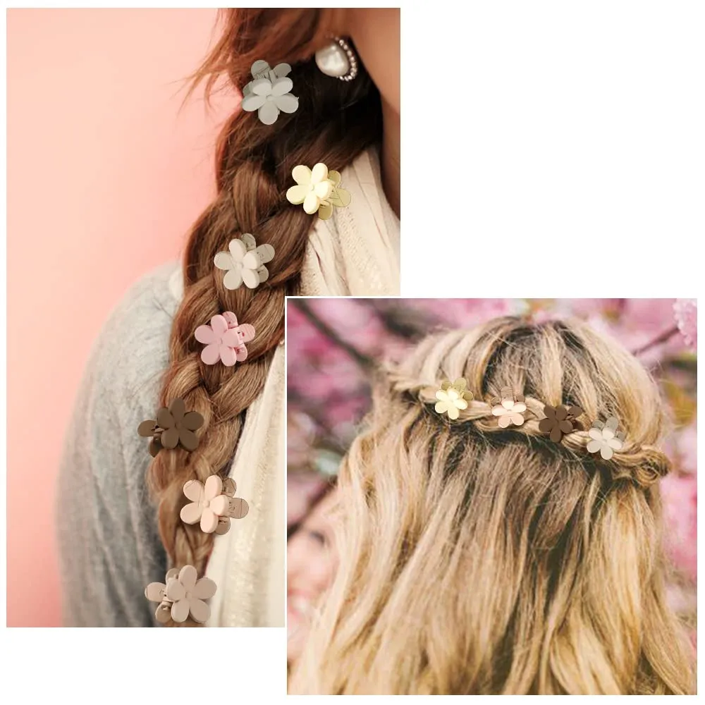 Ahoney 10Pcs Hair Claw Clips Cute 0.77" Flower Daisy Clips for Hair Decorations Strong Hold Jaw Accessories for Women