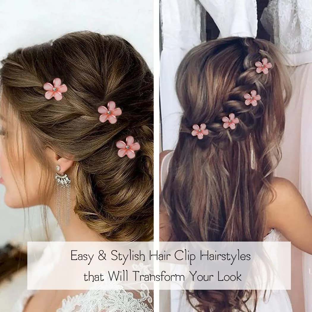 Ahoney 12Pcs Pink Hair Clip Small Claw Clips for Women Mini Flower Girl for Hair Decorations Daisy Hair Clip Bangs Clips Korean Hair Accessories
