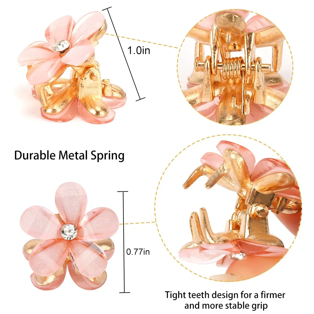 Ahoney 12Pcs Pink Hair Clip Small Claw Clips for Women Mini Flower Girl for Hair Decorations Daisy Hair Clip Bangs Clips Korean Hair Accessories