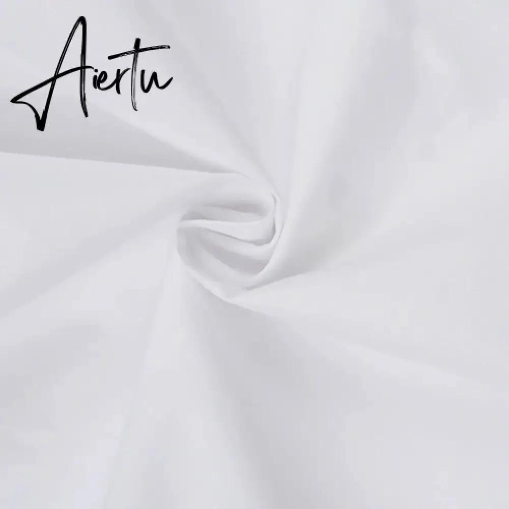 Aiertu  Long Puff Sleeve Solid Botton Ruched Patchwork Tshirt Top Autumn Winter Women Fashion Sexy Party Club Outfits