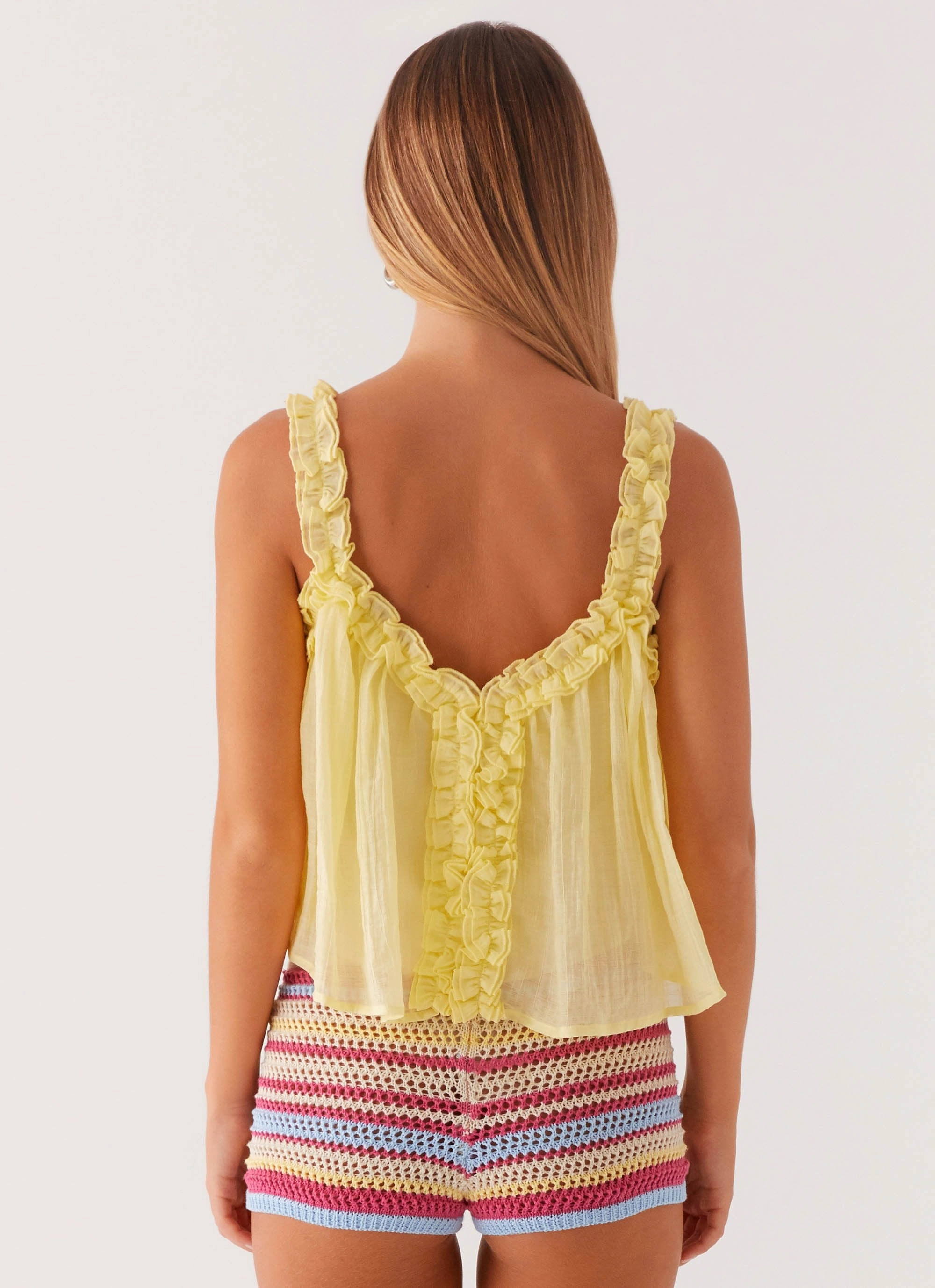 LowProfileDesign Self Fabric Tie Aimee Top - Yellow