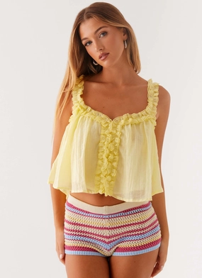 Aimee Top - Yellow Summer Polo