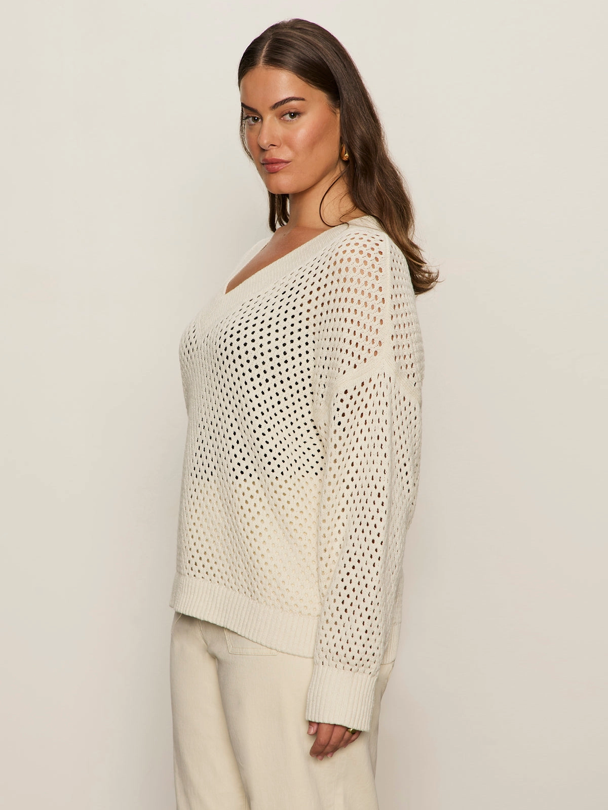 Airy Openwork Sweater Macrame Extended Sizing Fresh Style Effortless Style