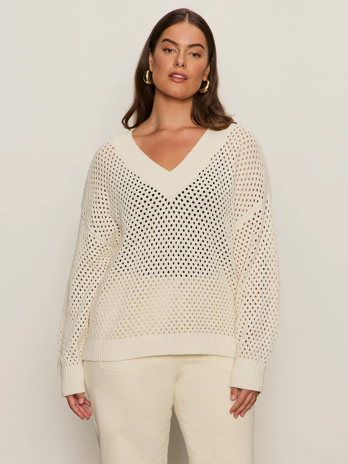 Multi Layer Weaving Airy Openwork Sweater Macrame Extended Sizing