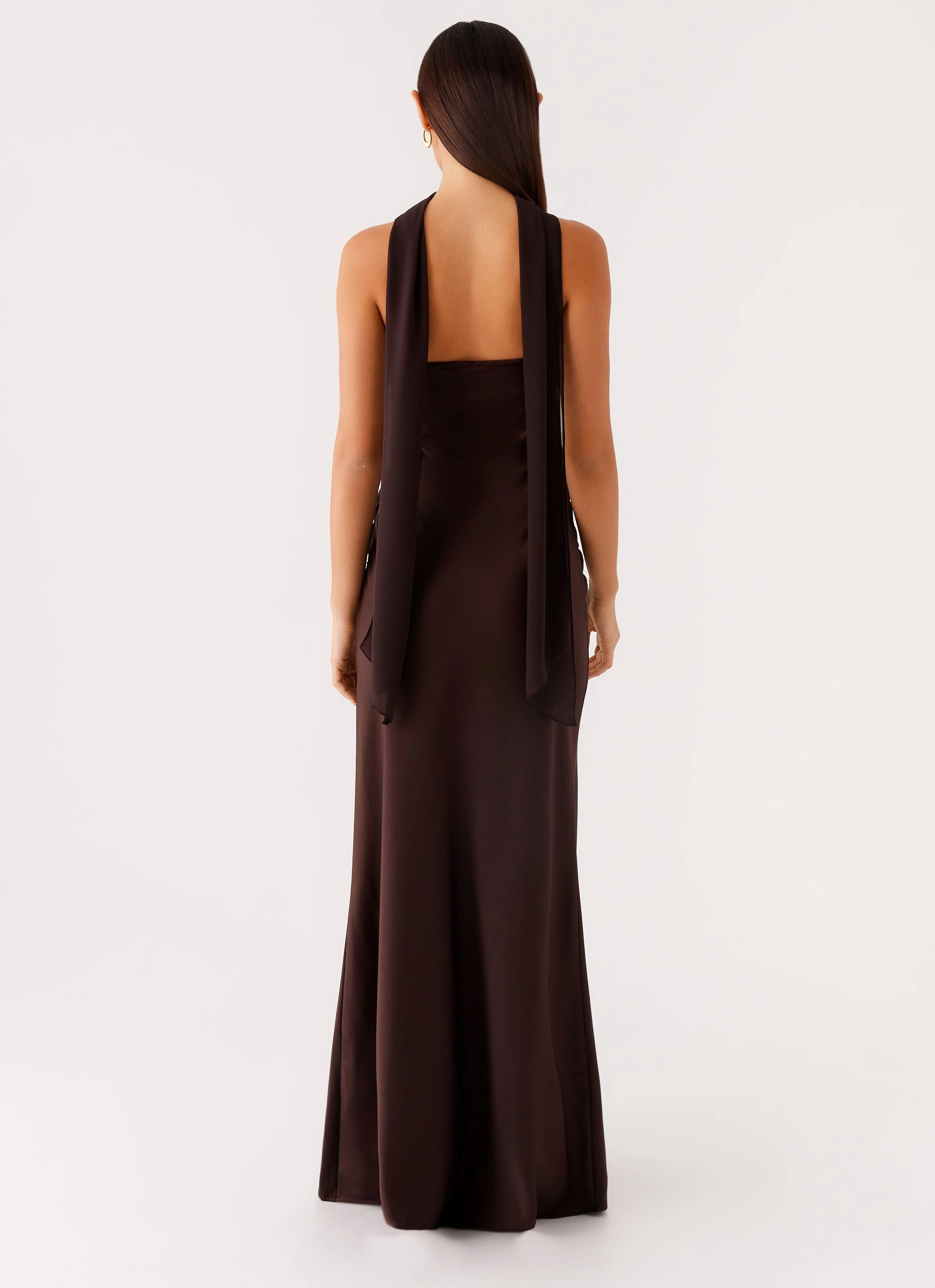 Alaine Scarf Maxi Dress - Dark Chocolate Bright Petal