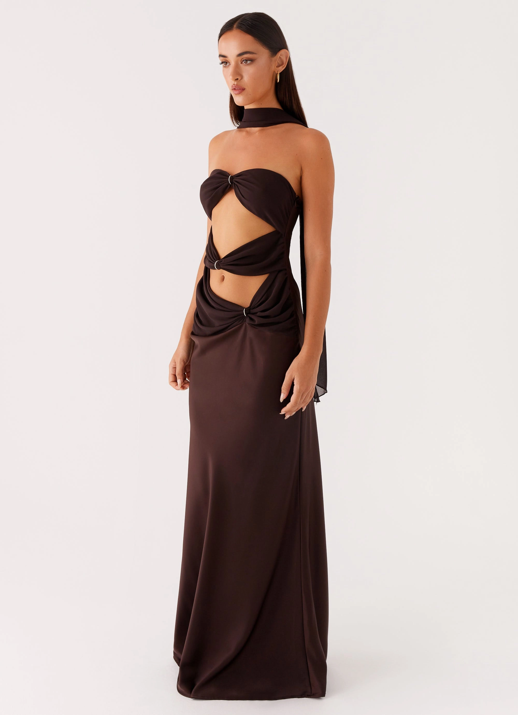 All Time Fit Alaine Scarf Maxi Dress - Dark Chocolate