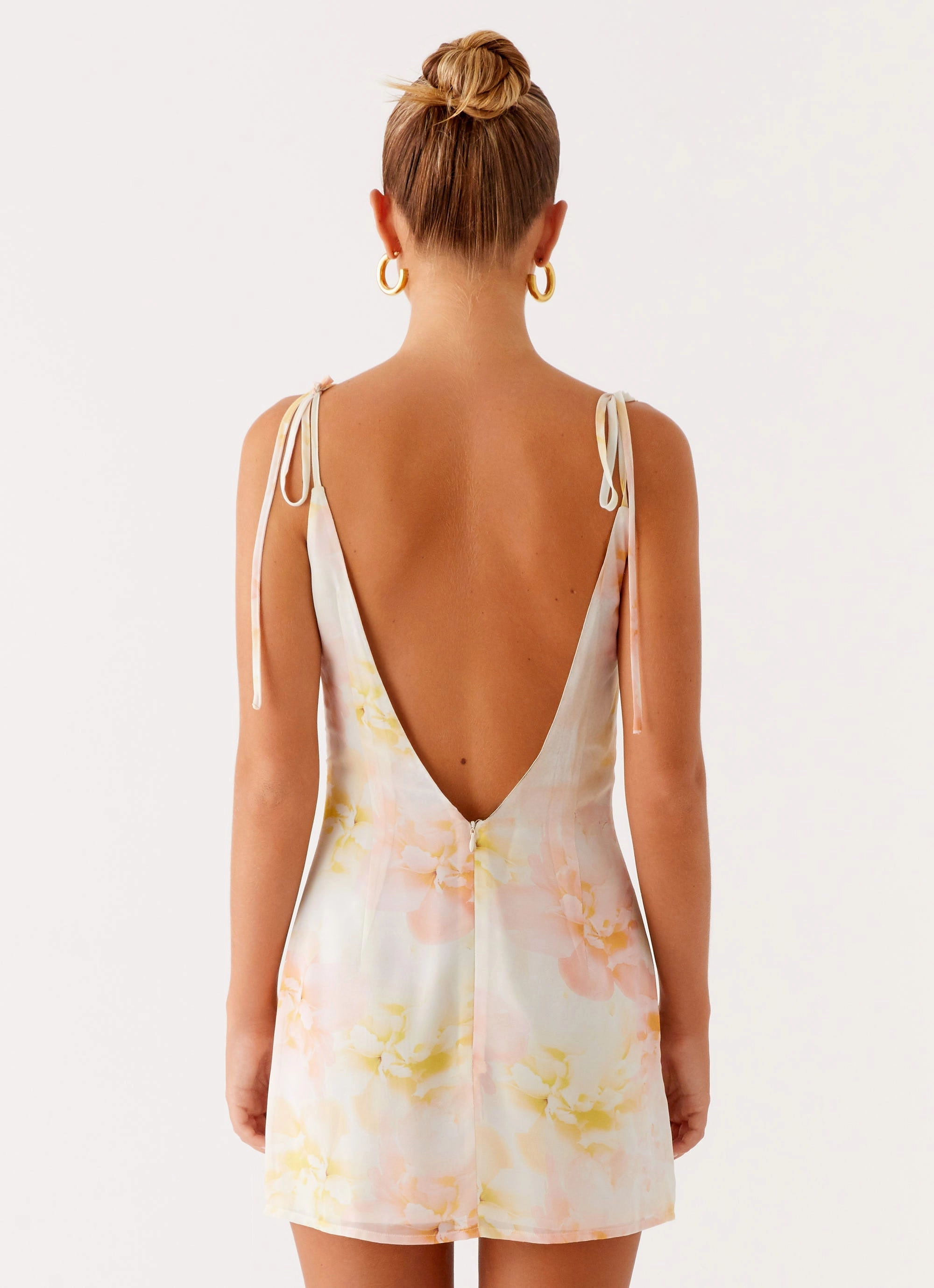 Alden Mini Dress - Floral Print Natural Texture