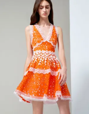 Alexis Bridget Lace Dress in Tangerine