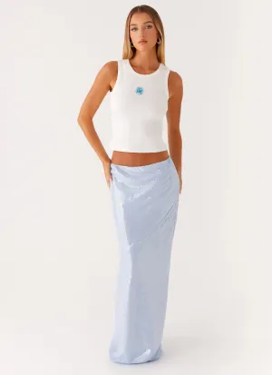 Algorithm Sequin Maxi Skirt - Blue Mild Support Algorithm Sequin Maxi Skirt - Blue Quick Conversion Hem