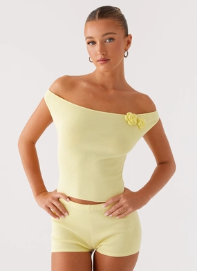Aliah Knit Top - Yellow Tear Resistant Fabric AbrasionResistant Surface Aliah Knit Top - Yellow