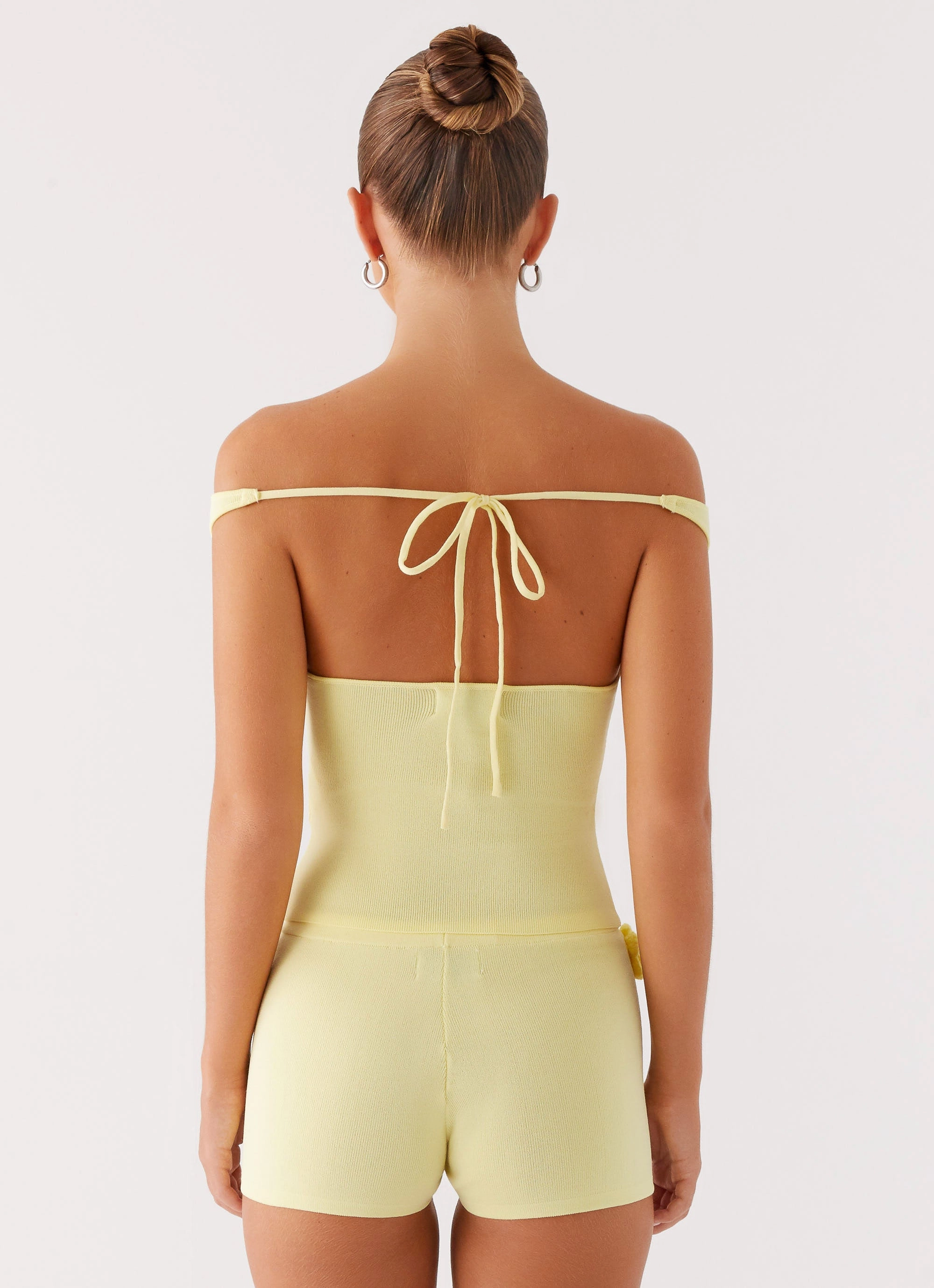 Aliah Knit Top - Yellow Recycled Polyester Fabric TemperatureRegulating Material