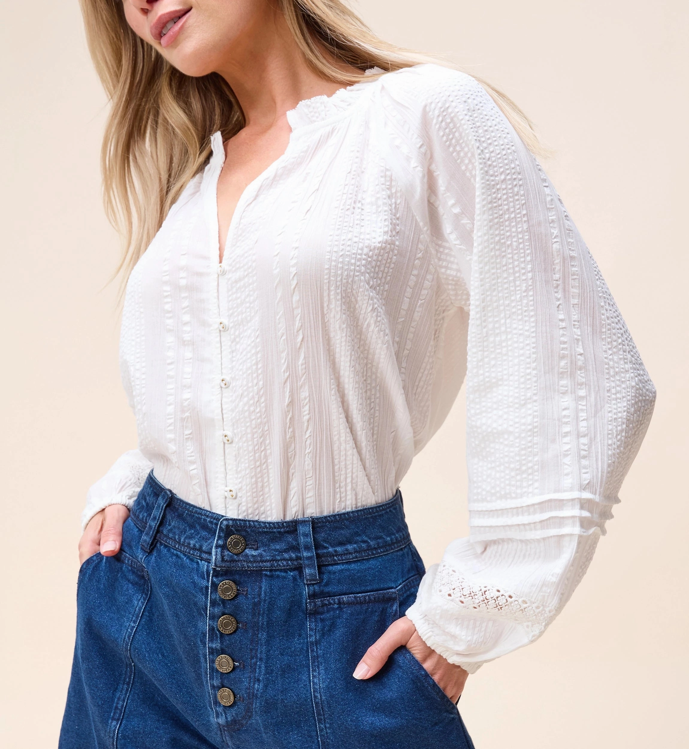 Alicia Blouse | Ivory Casual Long Sleeve