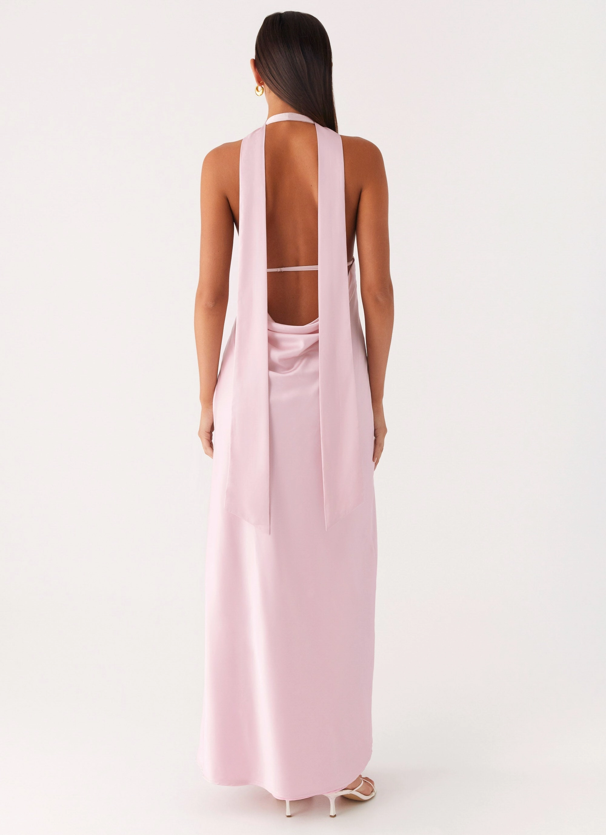 Creative Look Fit Choice Alicia Satin Halter Maxi Dress - Baby Pink Timeless Fashion