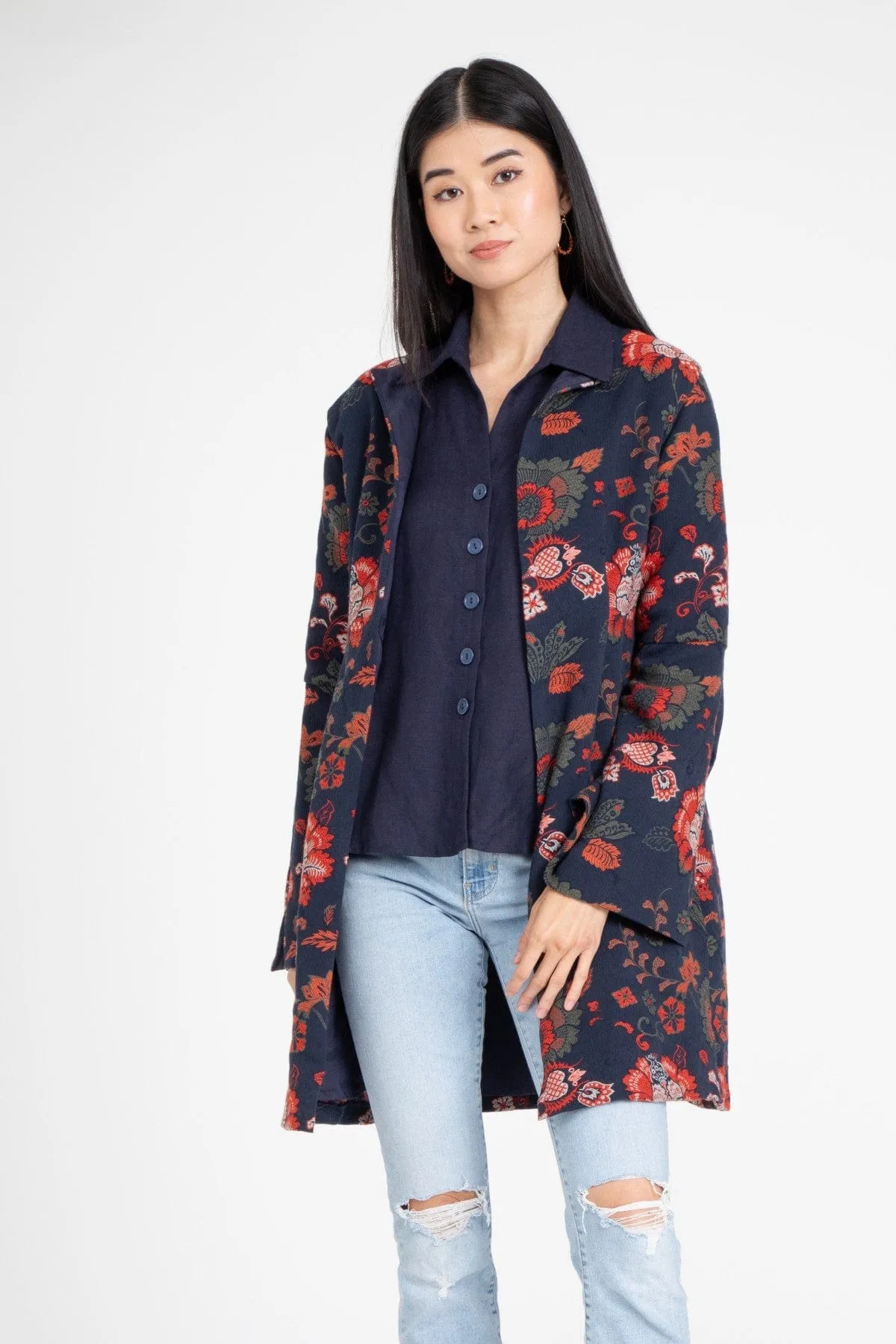 Lana Coat ?C Sapphire Damask Noise Reduction Design Easy Fit Piece