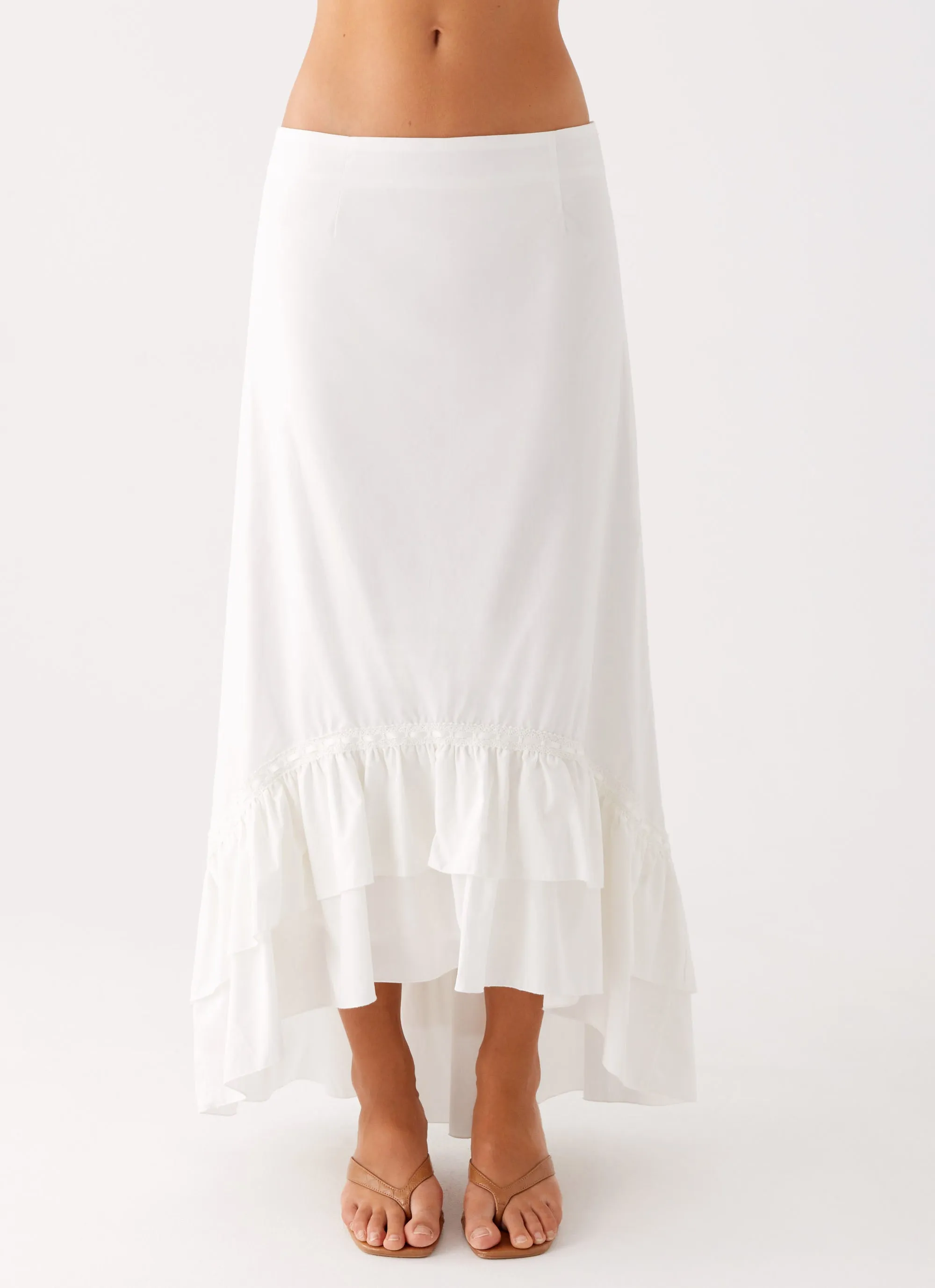 AntiStaticLining Premium Look Alessandra Maxi Skirt - White