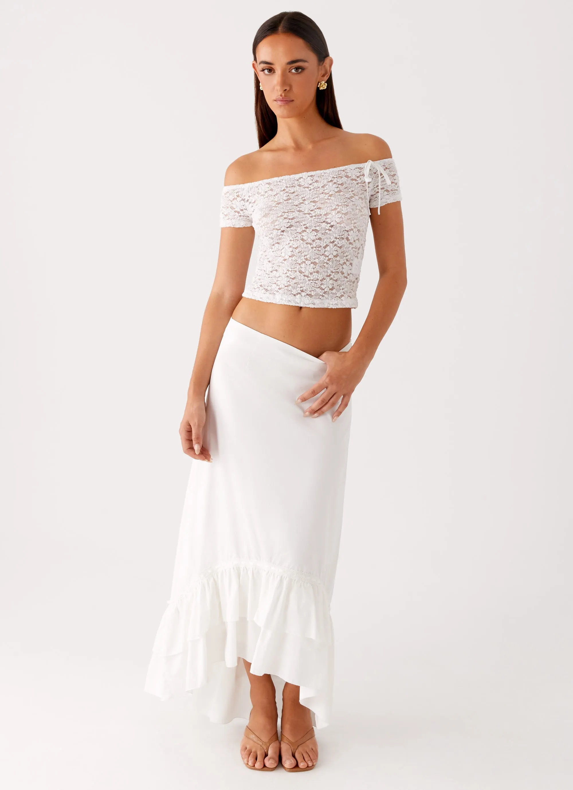 HighRiseWaist Utility pocket Alessandra Maxi Skirt - White