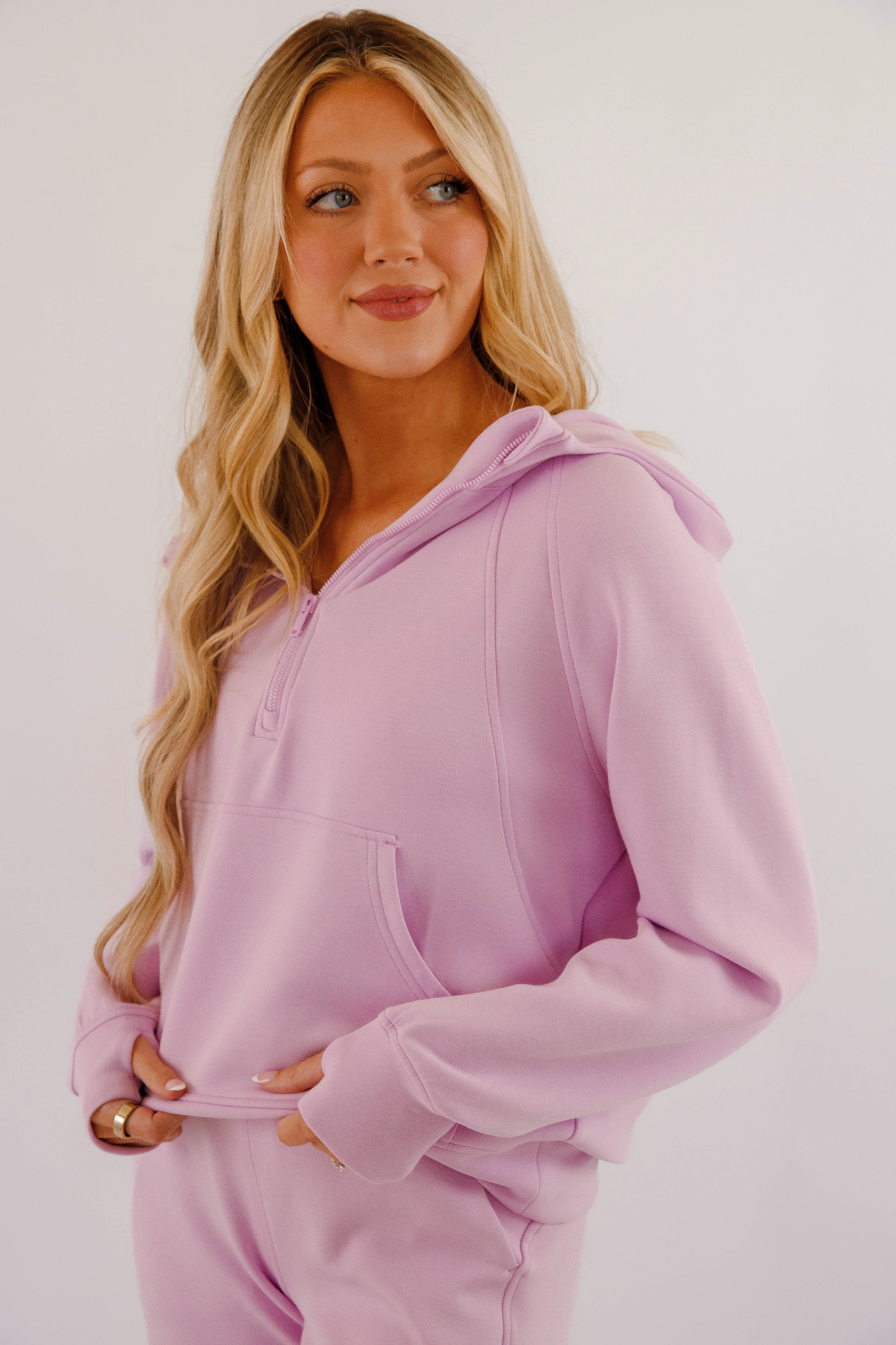 All Day Comfort Erasable Surface Coating All The Energy Hoodie-Lilac