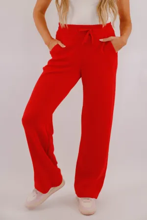 All The Energy Pants-Red Tailored Wear All The Energy Pants-Red Breathable mesh lining Cozy Comfort