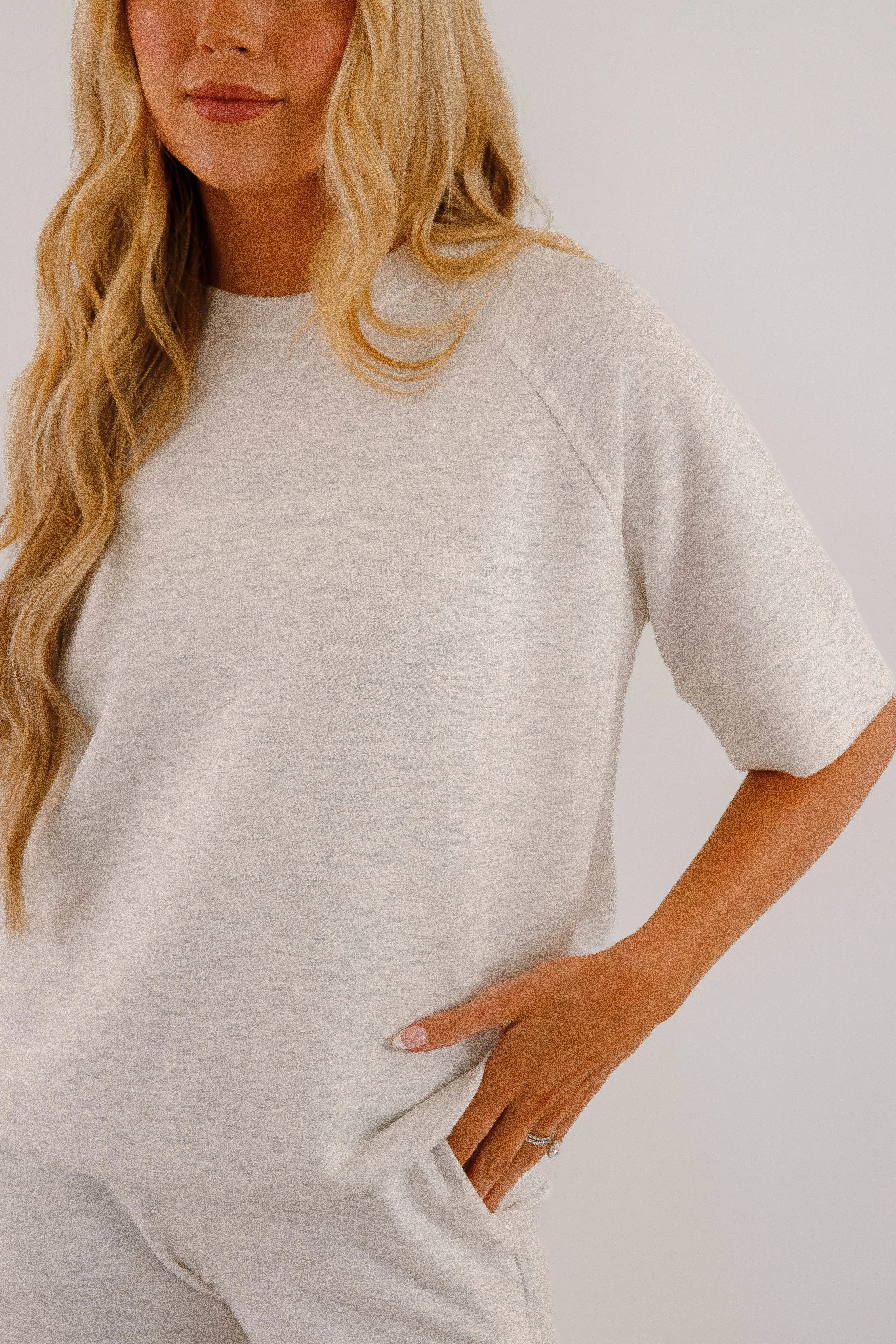 Fashionable Look All The Energy Short Sleeve Pullover-Heather Grey