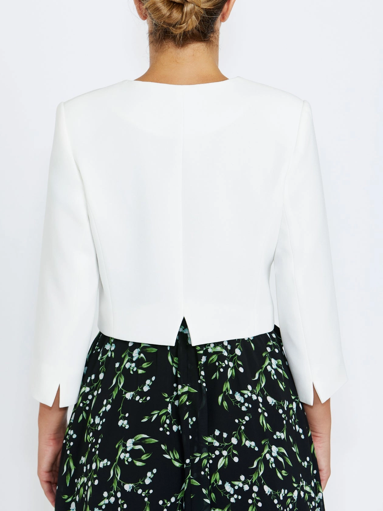 Double layer fabric Ivory Crepe Single Button Jacket