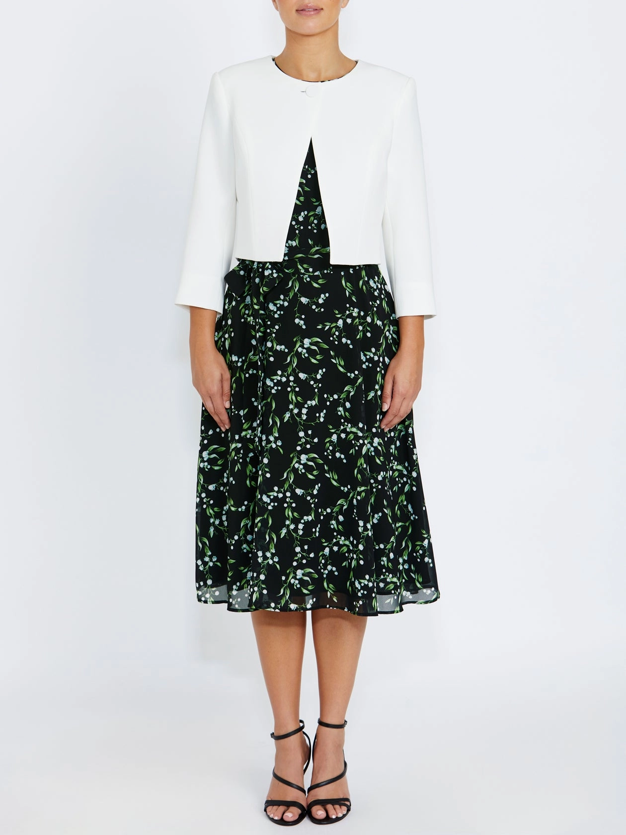 Ivory Crepe Single Button Jacket Quick Release Buckles Water-Resistant Protection