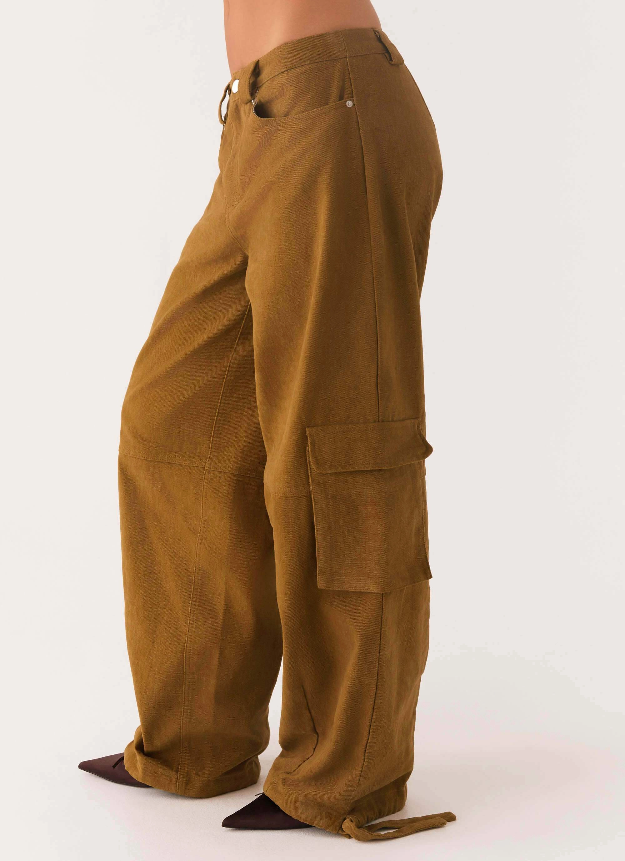 Back In Time Cargo Pant - Brown No Wrinkle Flattering Shape
