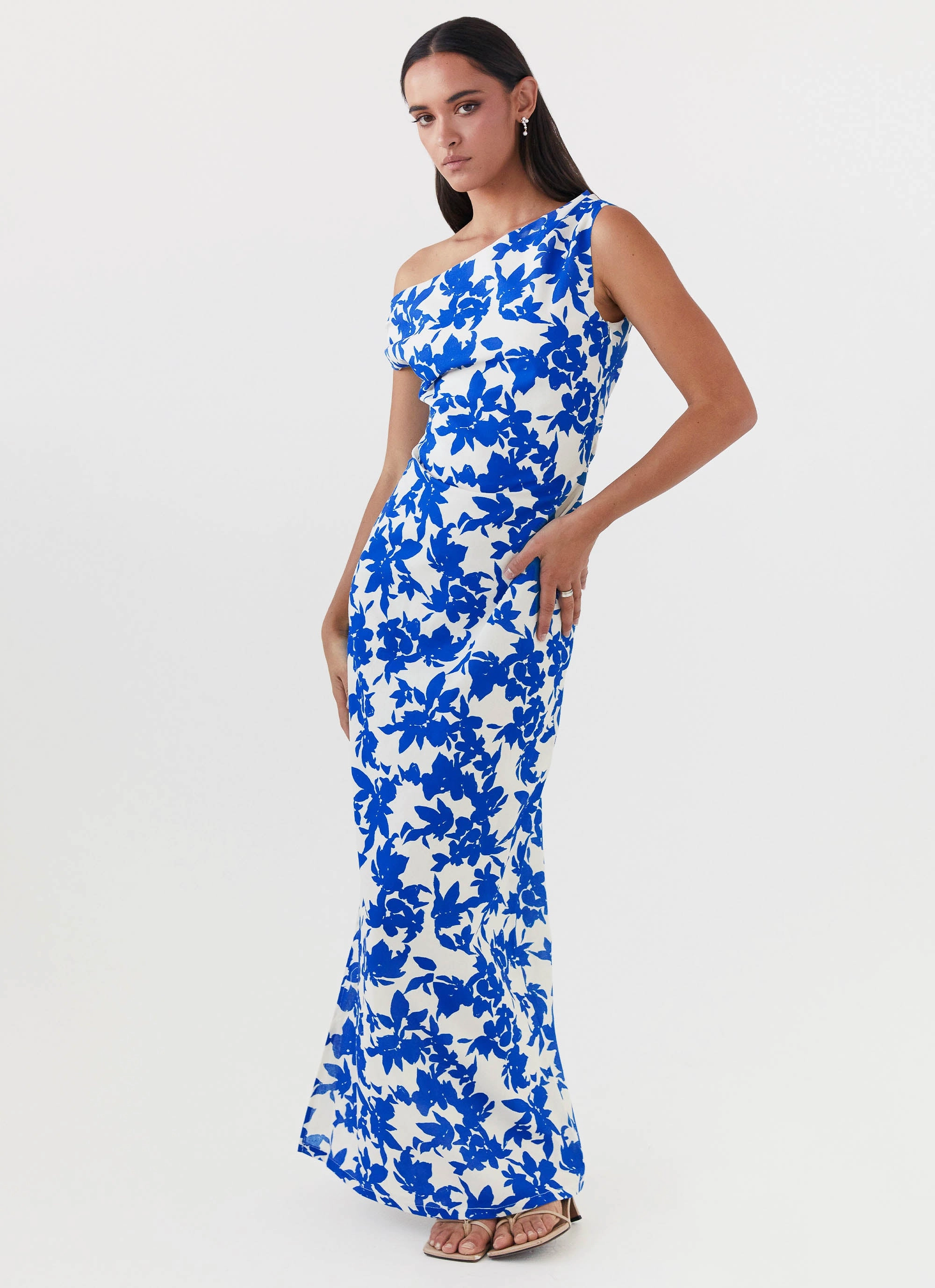 Pyper Off Shoulder Maxi Dress - Blue Floral Breeze Grace museum visit