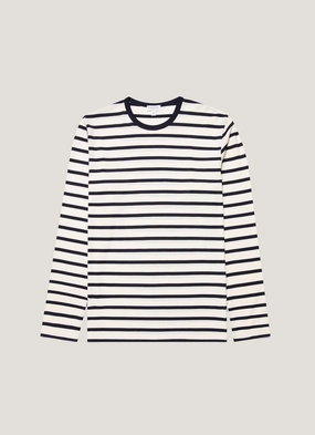 All Purpose Men's Long Sleeve Classic T-shirt in Ecru/Navy Breton Stripe Men's Long Sleeve Classic T-shirt in Ecru/Navy Breton Stripe Thermal Regulation Layer