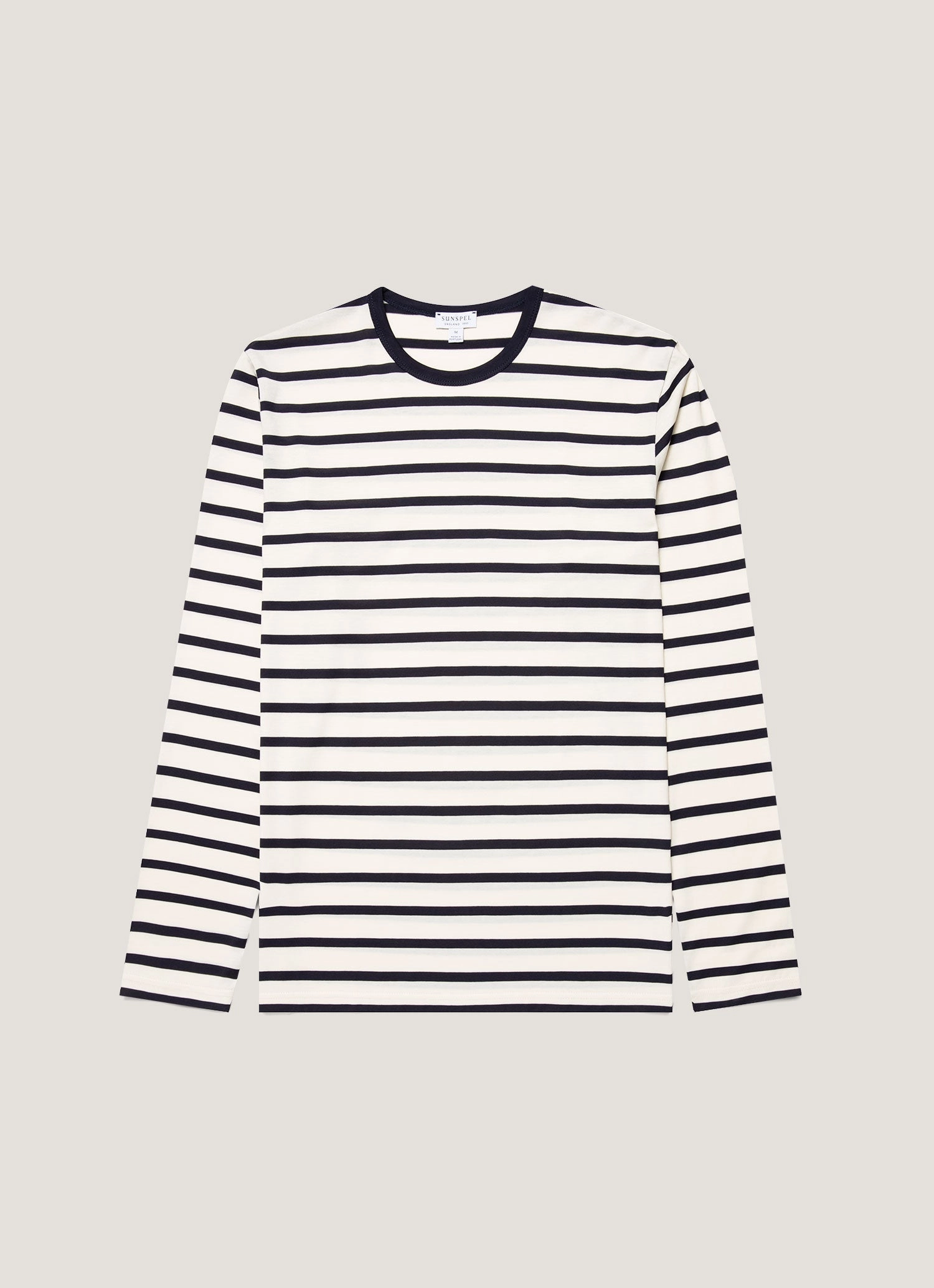 Men's Long Sleeve Classic T-shirt in Ecru/Navy Breton Stripe Thermal Regulation Layer