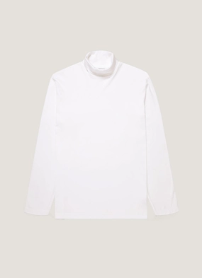 All-Season Comfort Men's Roll Neck Heavyweight T-shirt in White Soft Waistband Men's Roll Neck Heavyweight T-shirt in White