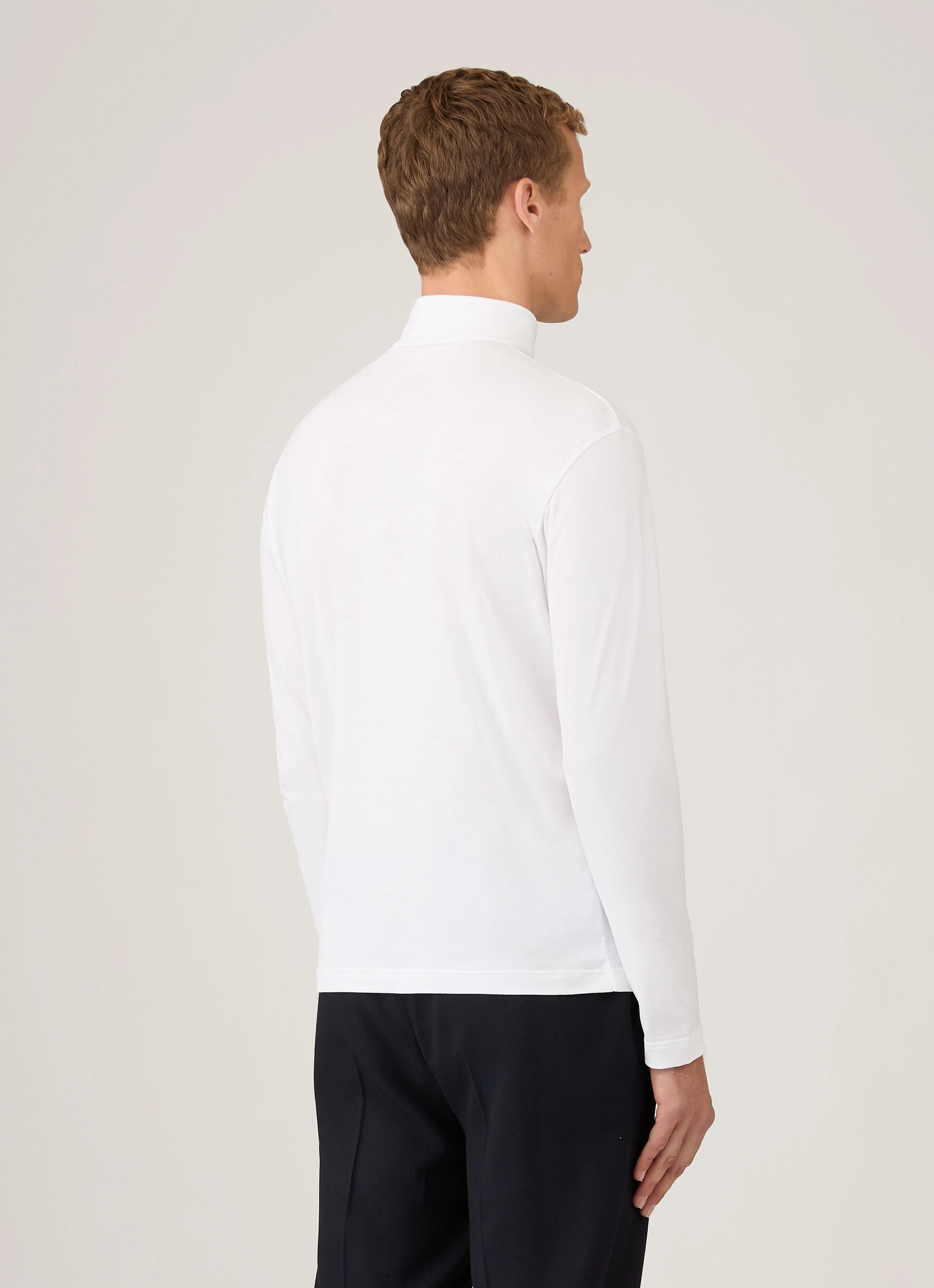 Travel Friendly Men's Roll Neck Heavyweight T-shirt in White