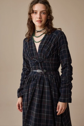 All Weather Performance Bette 24 |Gingham 100% Wool Dress Hypoallergenic Interior Heavyweight Fabric Bette 24 |Gingham 100% Wool Dress