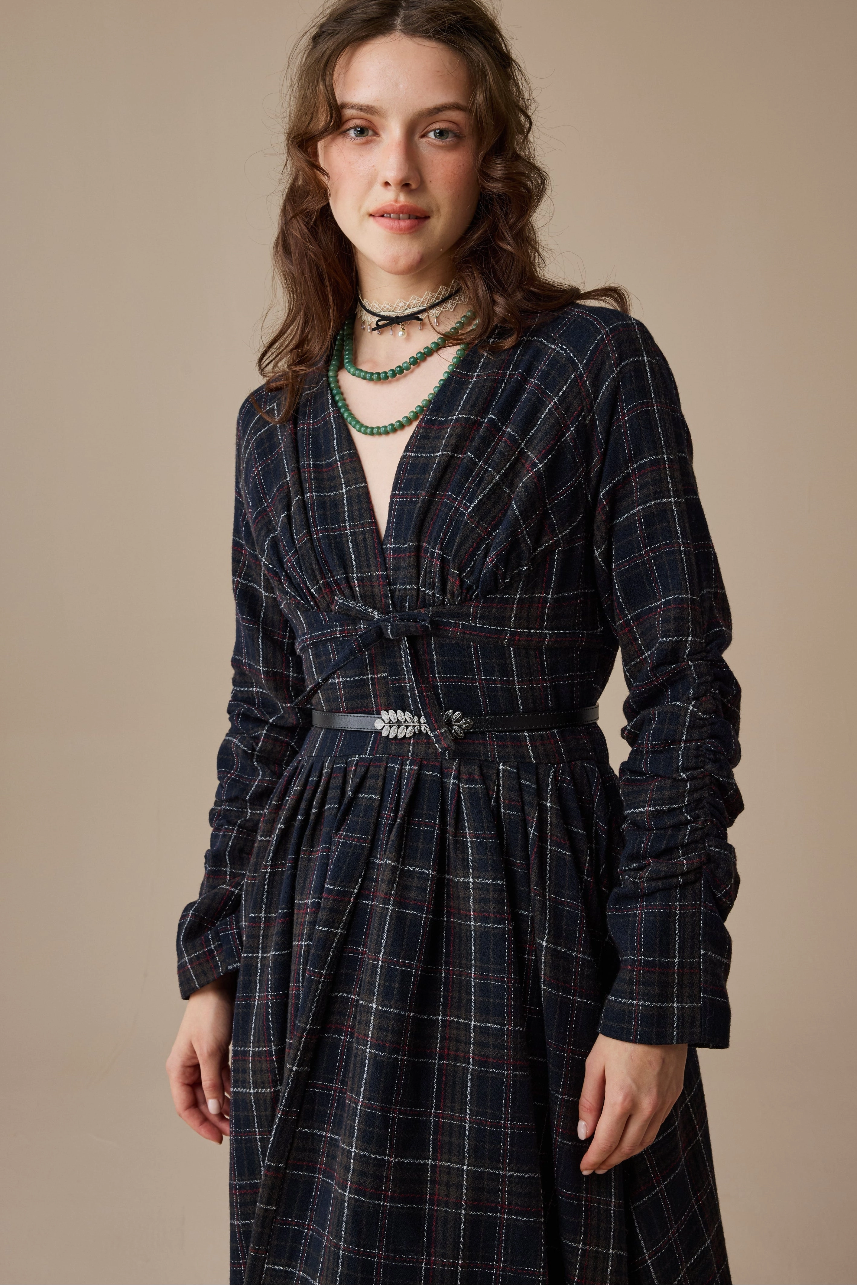 Bette 24 |Gingham 100% Wool Dress Transitional Wear Sporty Chic