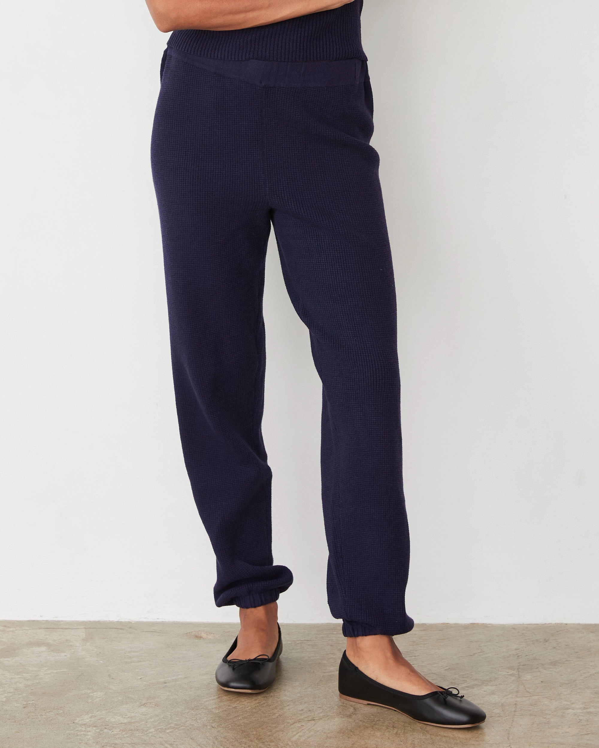 Ultra Soft Texture Bold Waistband Softknit Rib Waffle Oversized Sweat