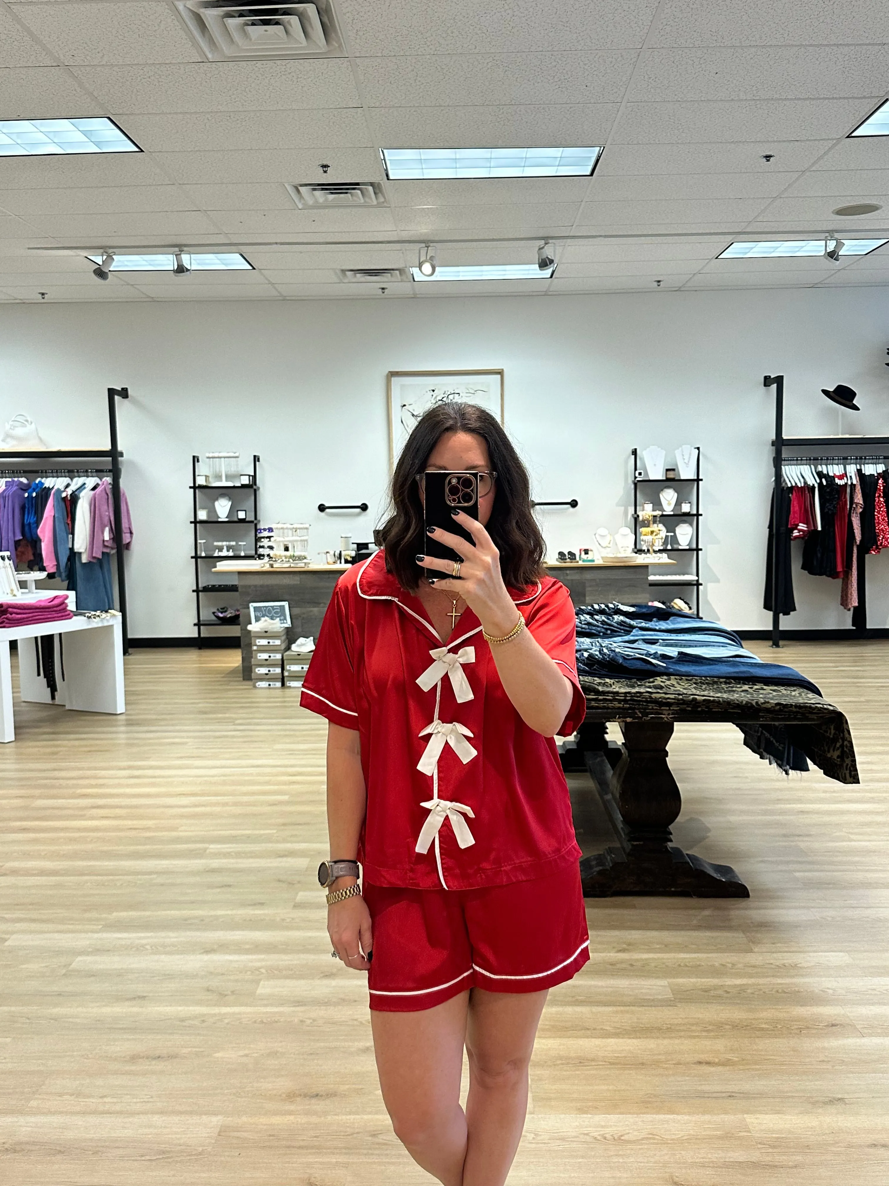 Allie Satin Short Sleeve Pajamas