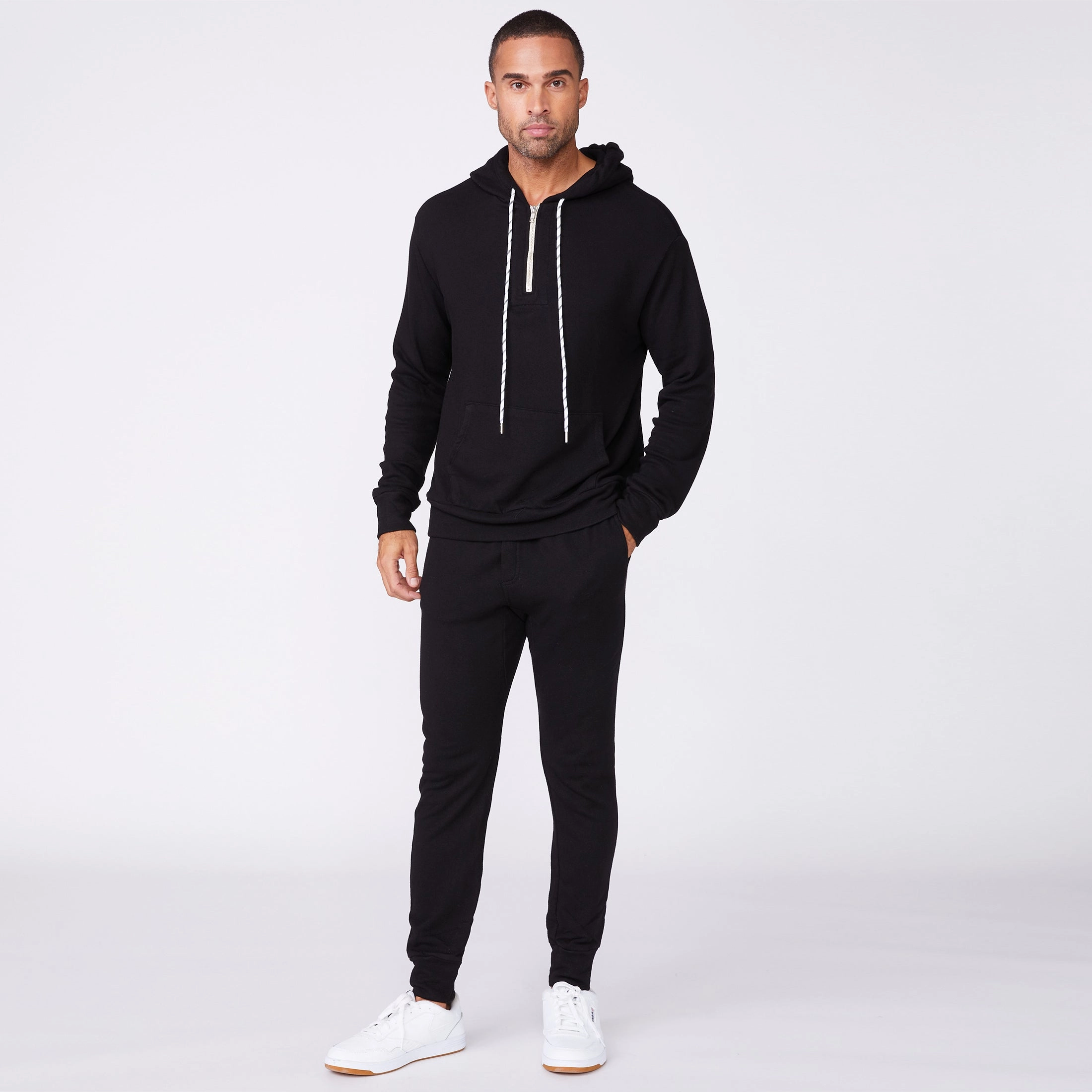 Breathable Hoodie AdjustableCuffs Bungee Cord Quarter Zip Hoody