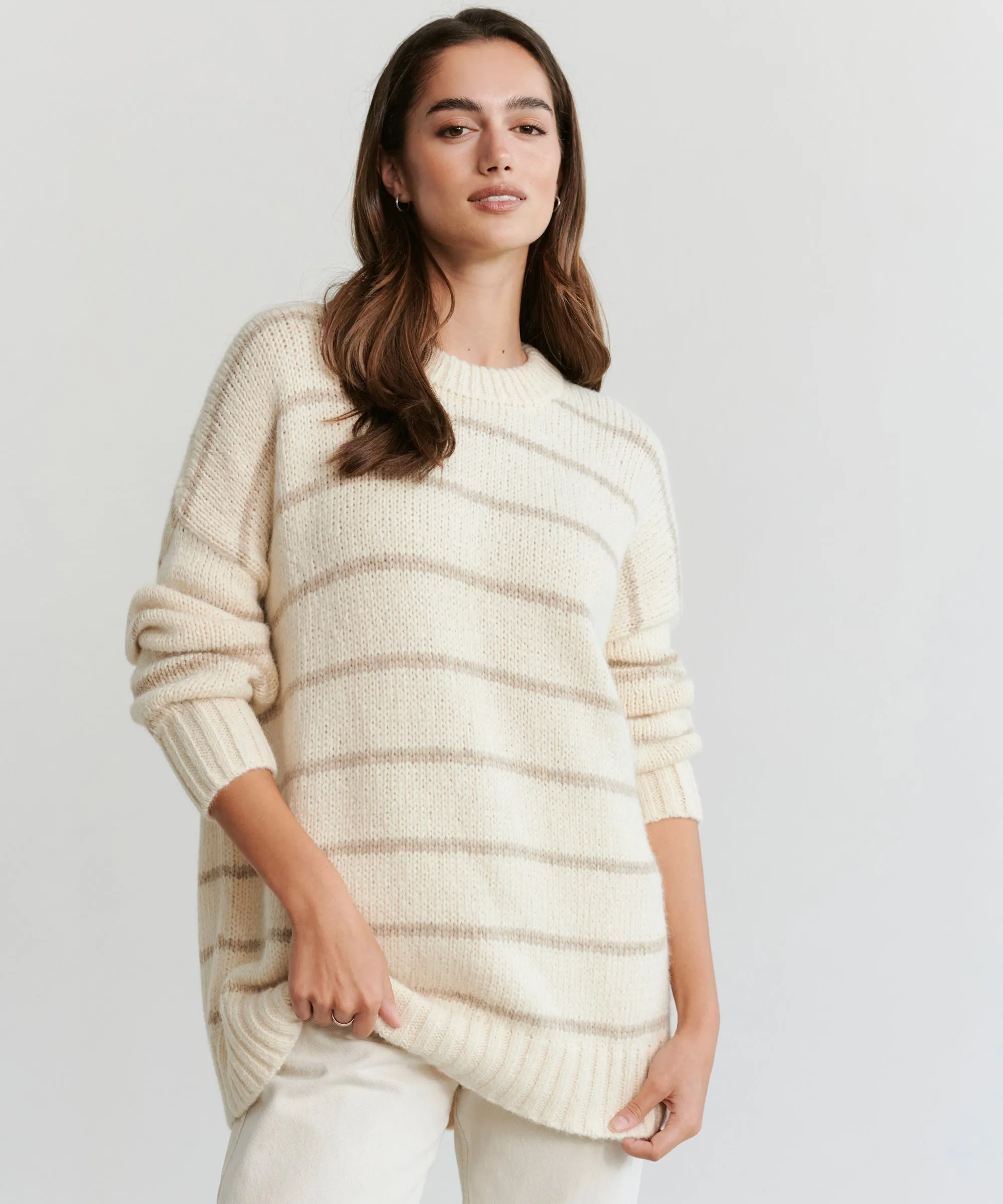 Alpaca Cocoon Crewneck Hidden Zipper Pocket