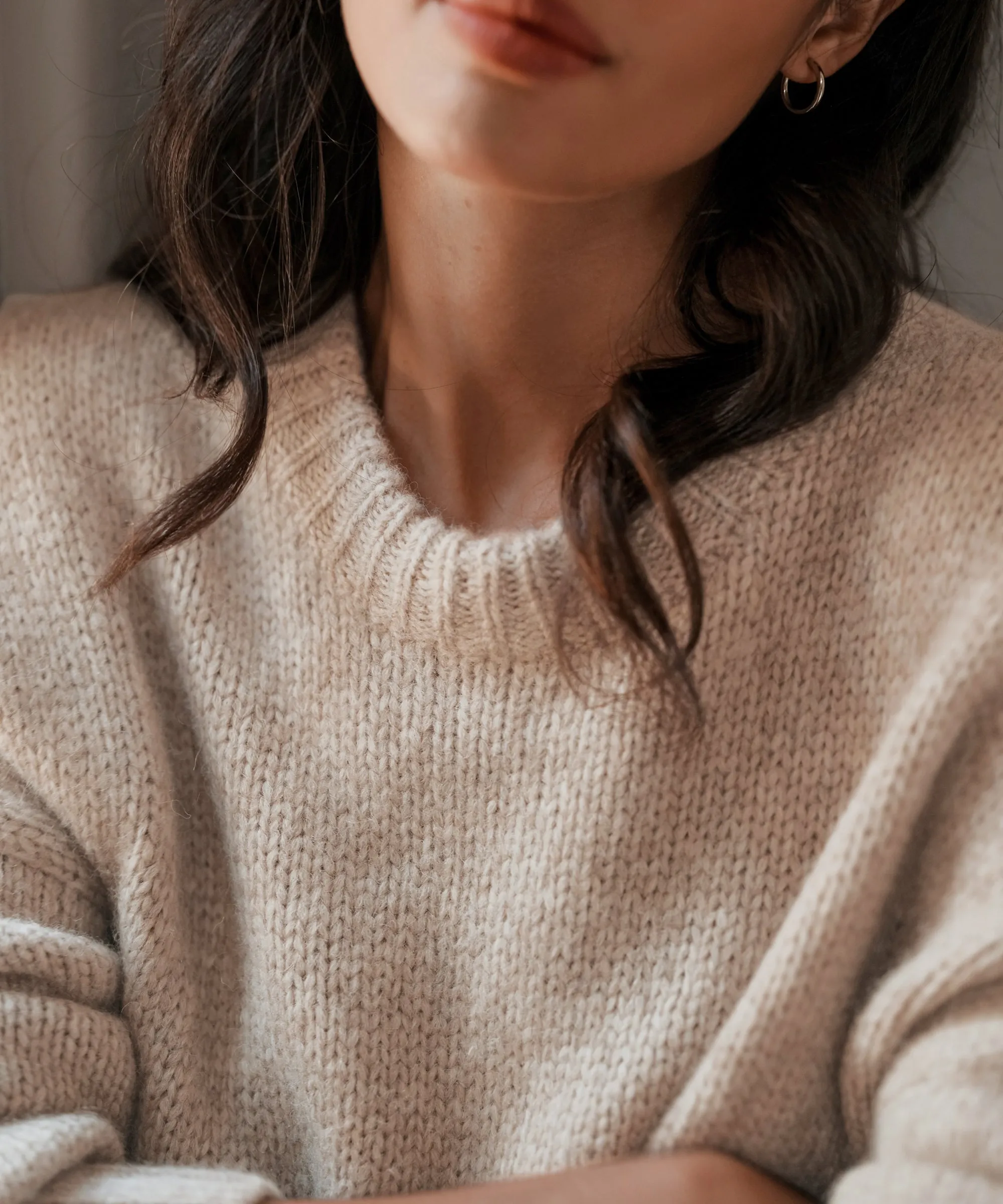 NonIrritatingStitching Alpaca Cocoon Crewneck