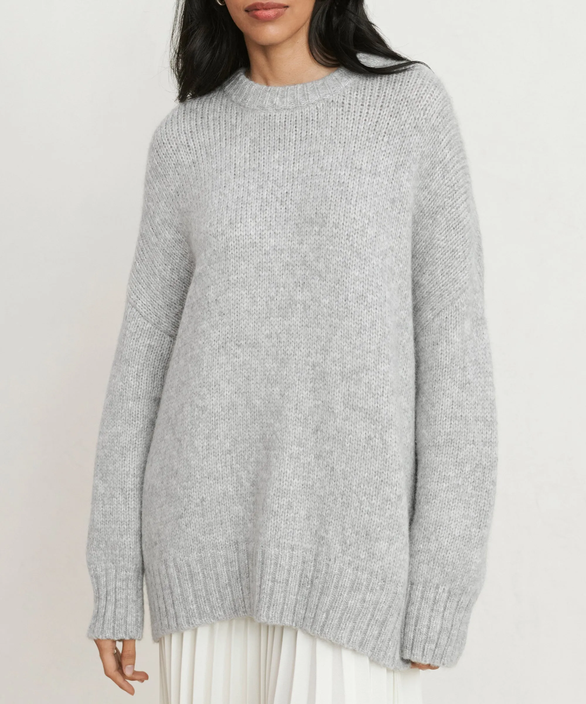 Adjustable Hem Alpaca Cocoon Crewneck