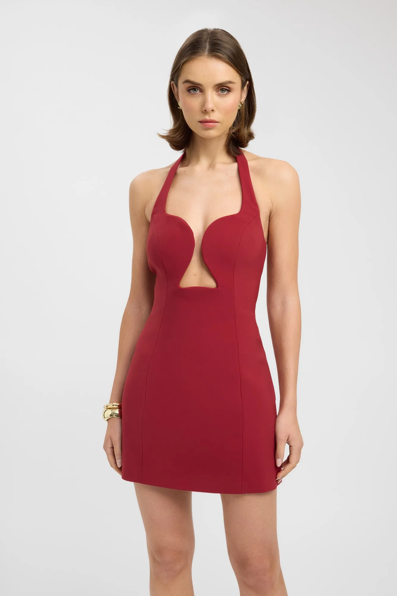 Alto Low Cut Mini Dress Piped-Edge
