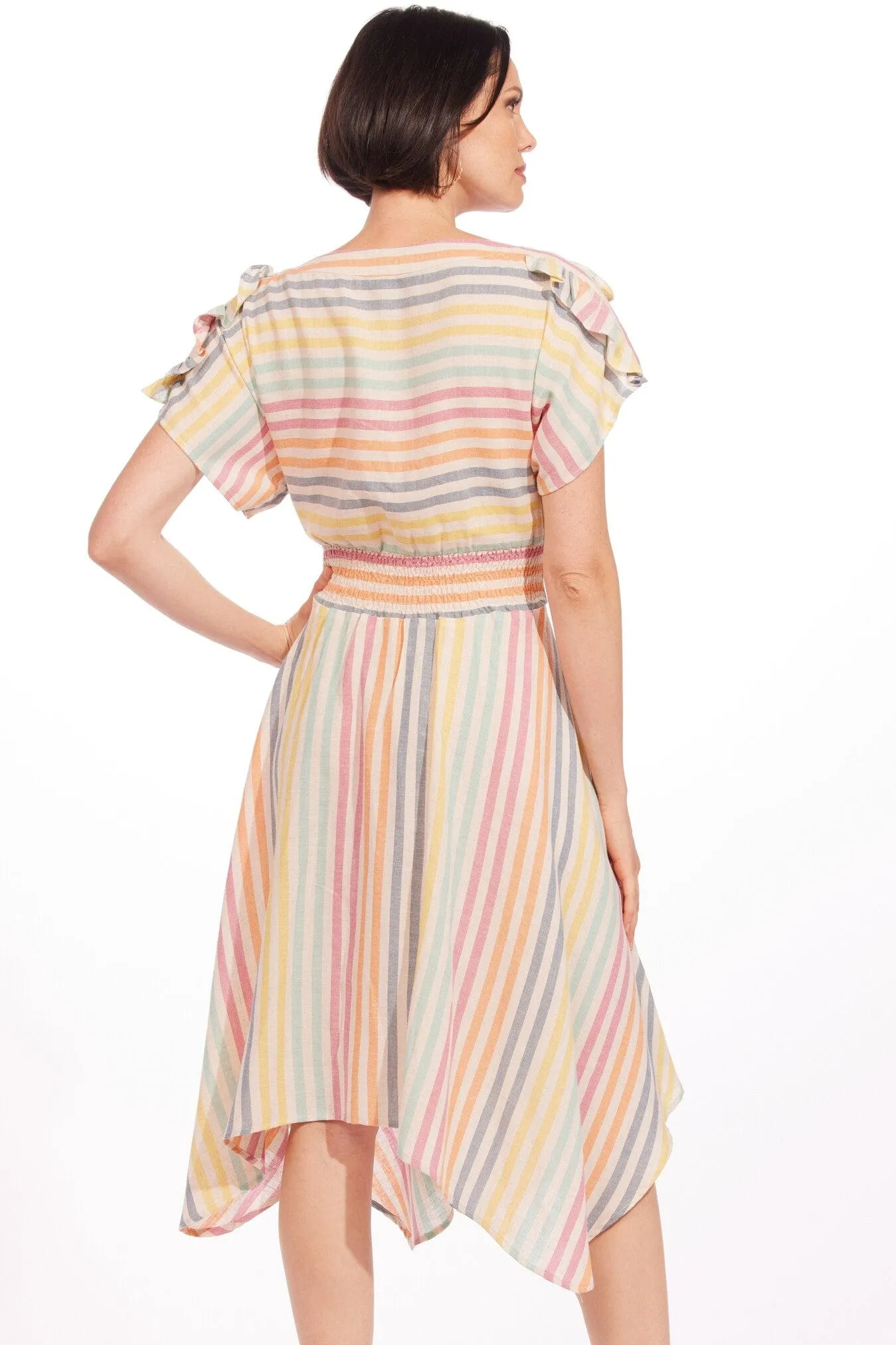 Amara Dress - Malta Stripe Fall Tone Global Style
