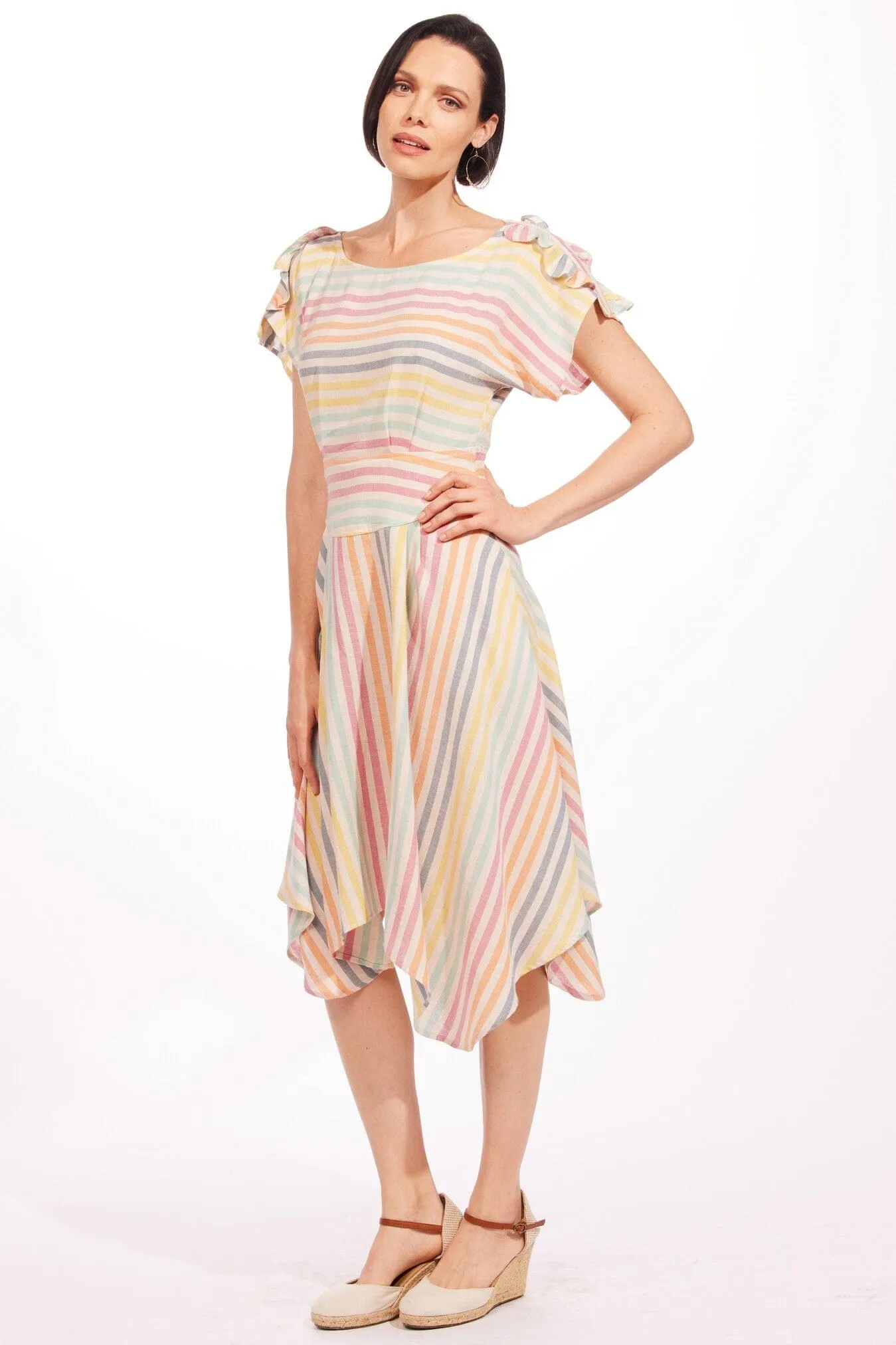Amara Dress - Malta Stripe Fit Waist Understated Glam