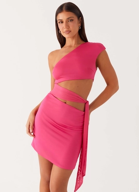 Amara Mini Dress - Hot Pink Occasion Ready Comfy Style Amara Mini Dress - Hot Pink