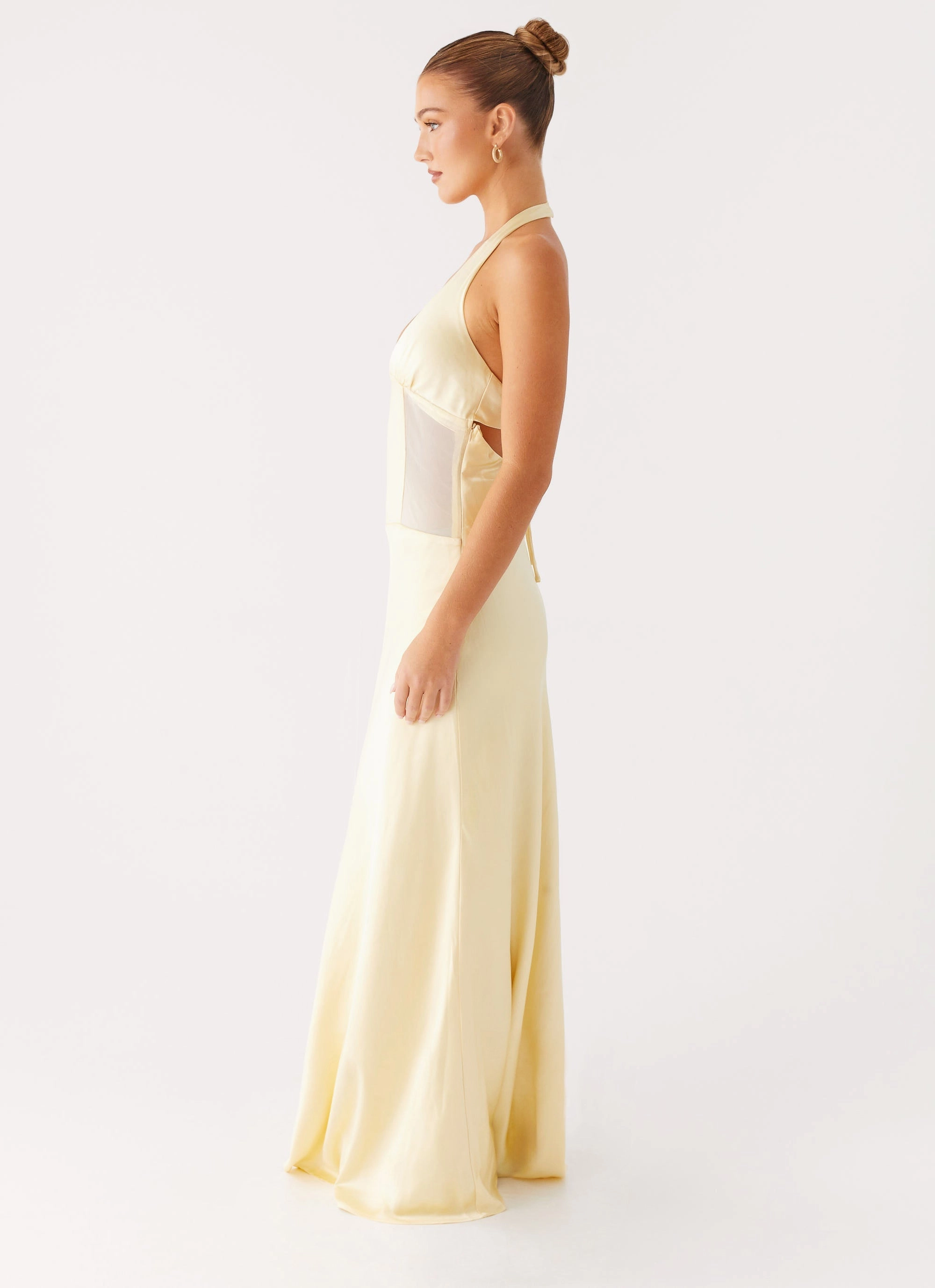 Cool Elegance Ambre Mesh Panel Maxi Dress - Yellow