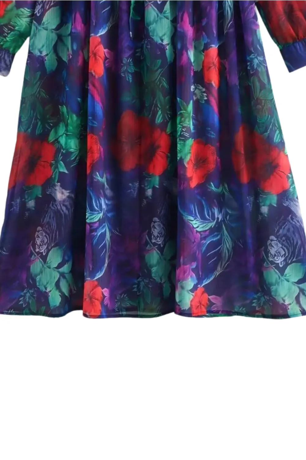 ‘Amelia’ Tropical Rainforest Print Long Sleeve Swing Dress
