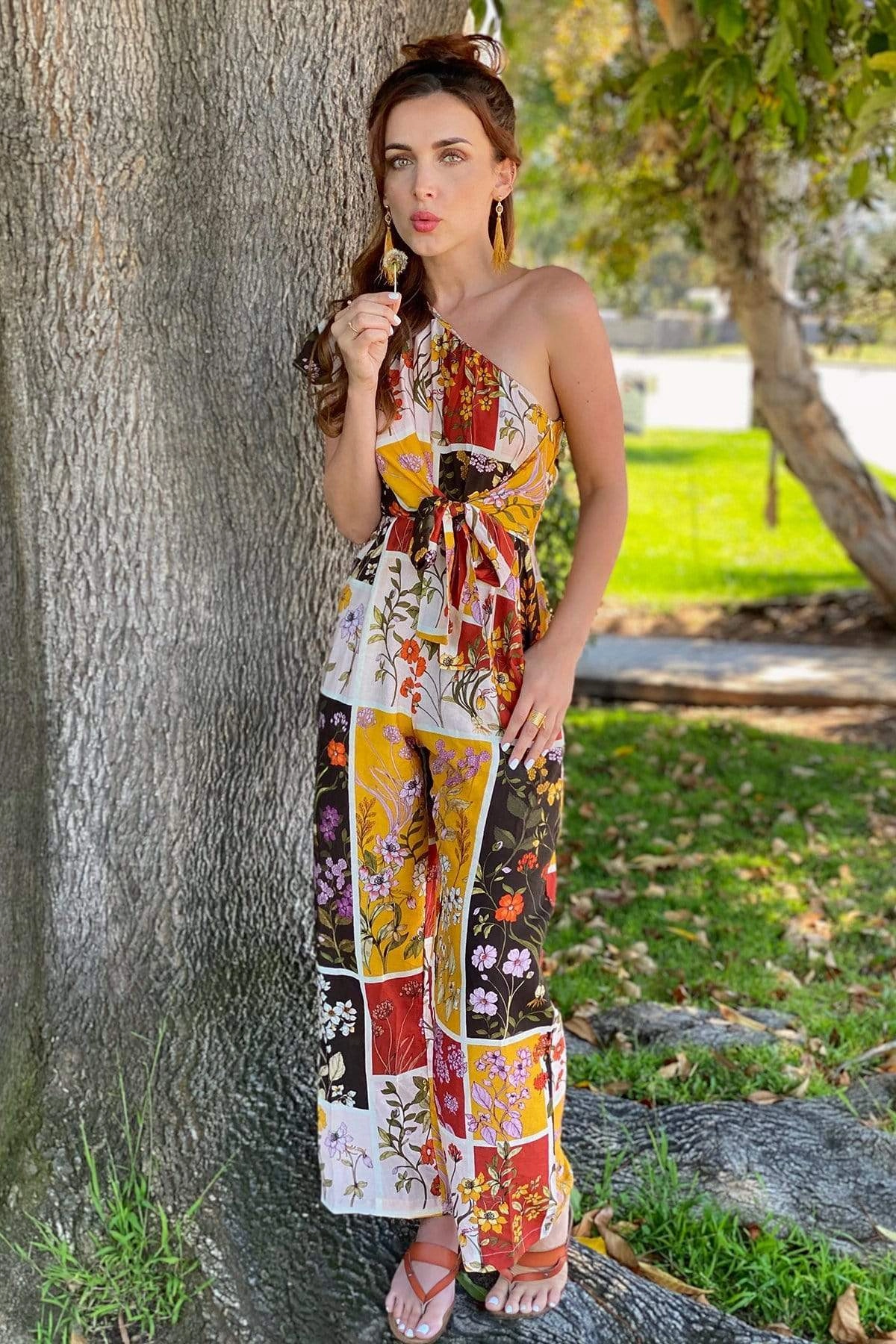 Layered Ply Construction Amir Jumpsuit - Floral Patchwork