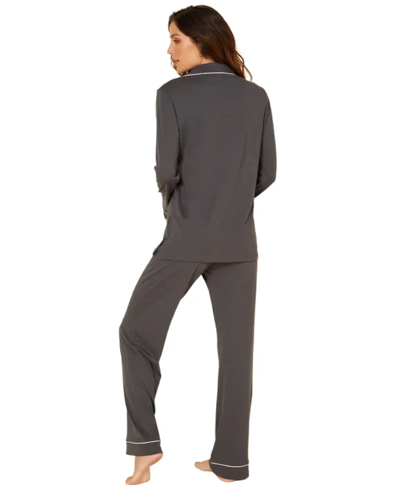 AMORE9644 Anthracite/Ivory Bella Cotton Blend Pajamas Set