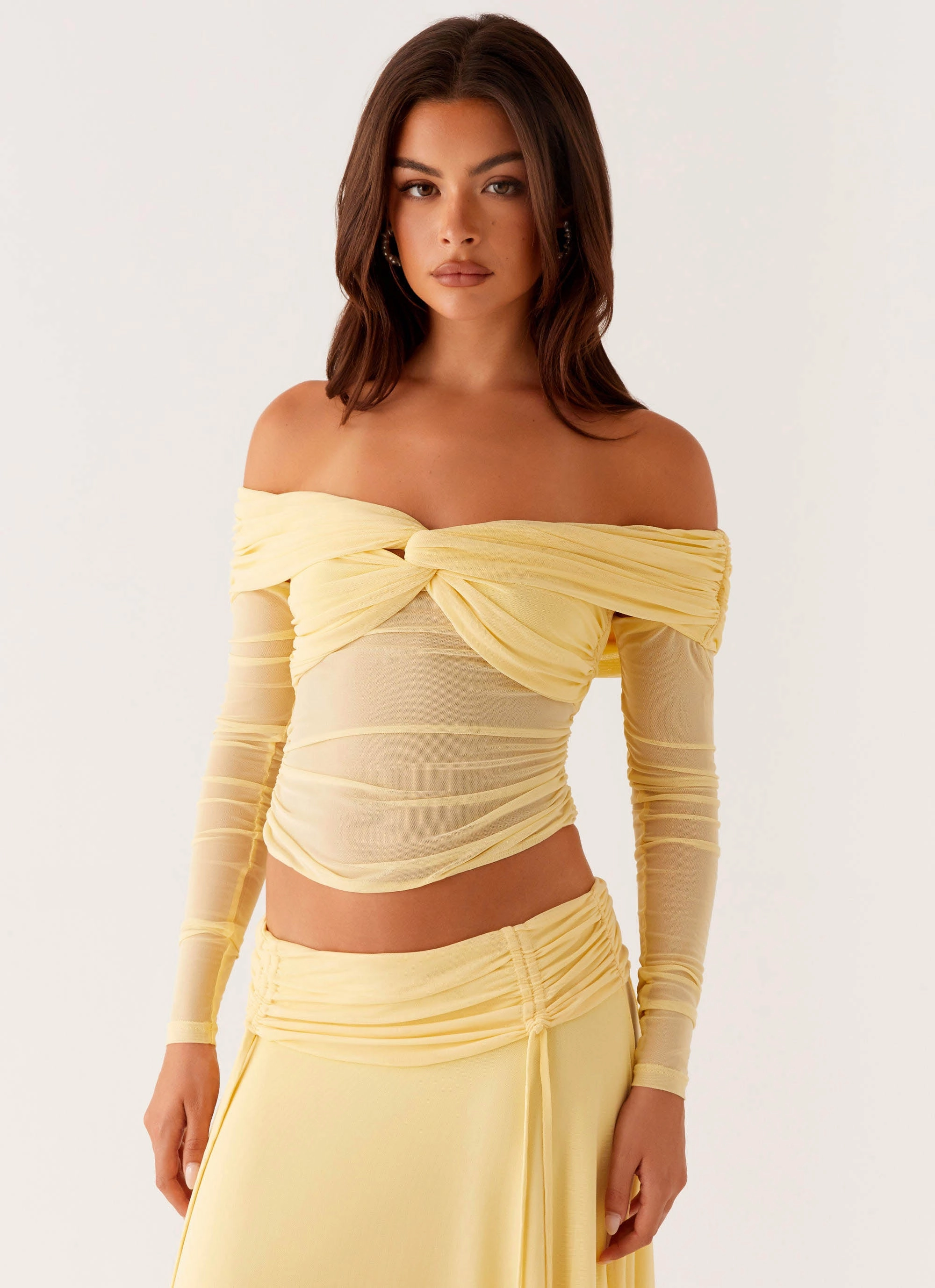 Amryn Long Sleeve Top - Yellow Interlock Stitching