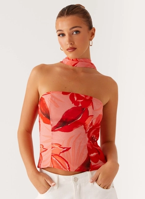 Anais Scarf Top - Sicily Sunset Print Antimicrobial Lining Reflective Detailing Anais Scarf Top - Sicily Sunset Print